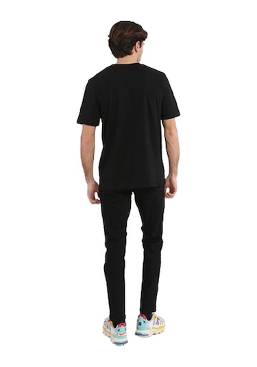 Jack & Jones Pin 12249605 Logo Baskılı Erkek Tişört Siyah