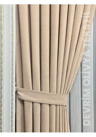 Devrim Olivya Tekstil Lüks 1. Sınıf Düz Dikim Bej Ada Fon Perde En X Yükseklik Ölçülerinde Şık Ve Modern Tasarım Bej