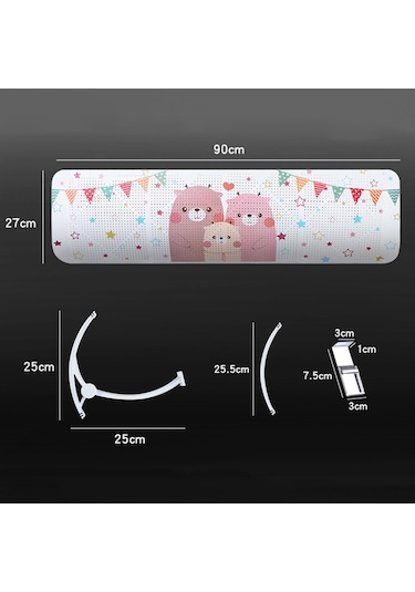 Kosona Çocuklar İçin Uygun Duvar Tipi Klima Rüzgar Engelleyici, Pp Malzeme, 180 Derece Ayarlanabilir, Delikli Tasarım, Gül Sepeti Desenli