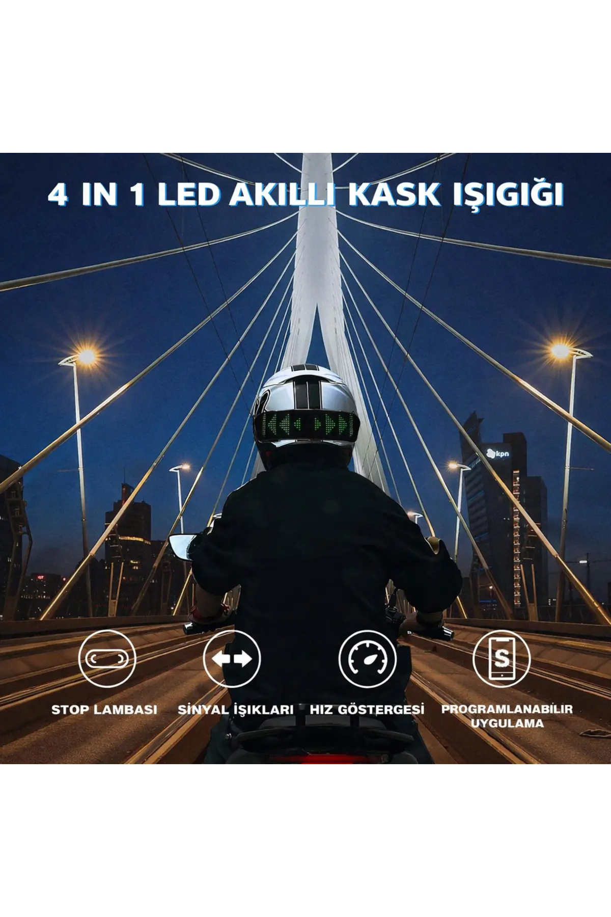 Akıllı Bluetooth Motorsiklet Kask Led Paneli - Uygulama Kontrollü Sinyal Ve Stop Lambası Diğer