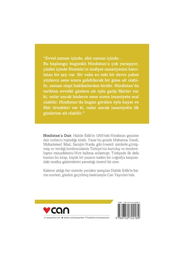 Hindistan'a Dair - Halide Edib Adıvar - Can Yayınları