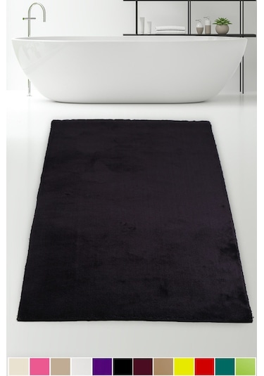 Bonny Home Elite Siyah 80x150 Cm Köşeli Peluş Banyo Paspası Siyah