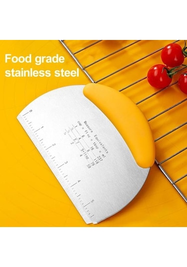 Yeşil Hamur Kesici Paslanmaz Çelik Tezgah Kazıyıcı Çift Ölçekli Tasarım Kaymaz Sap Ev İçin Hamur Kesici Alet