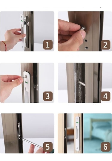 Dayanıklı Sürgülü Kapı Kilidi Kanca Çinko Alaşımlı Pencere Mandalı Dayanıklı Kapı Kolu Kilidi Sürgülü Pencere Color 2 Double Sided Lock