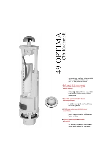 Tema-sıamp 49/93 Çift Kademeli Rezervuar İç Takım Beyaz