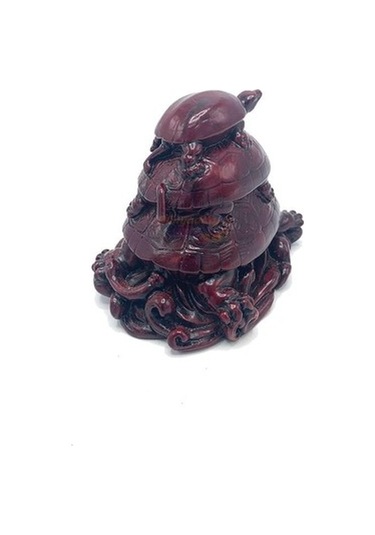 Dekoratif Üçlü Kaplumbağa Biblo Kahverengi