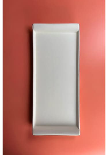 Kıvrık Tepsi Seramik Bisküvi 36x16 Cm