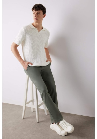 DeFacto Regular Fit Normal Kesim Yazlık Düz Paça Chino Kanvas Pantolon D7349AX25SPKH398