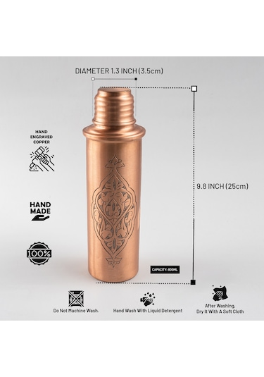 Dmt Bakır Motivasyonel Su Matarası Su Şişesi Suluk Spor Salonu Su Şişesi Bpa Içermez Suluk El İşlemeli Özel Kutulu Bakır