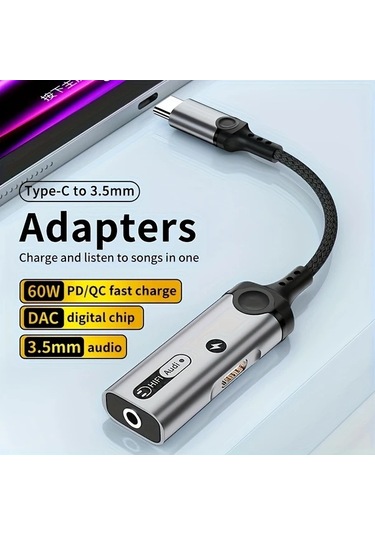 Boatshop1 Turuncu Type C Den 35mm Kulaklık Ve Şarj İkisi Bir Arada Dönüştürücü Dac Çip Pd 60w Hızlı Şarj Ses Kalitesi