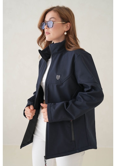 Su Ve Rüzgar Geçirmez İçi Polarlı Kadın Softjel Mont Lacivert