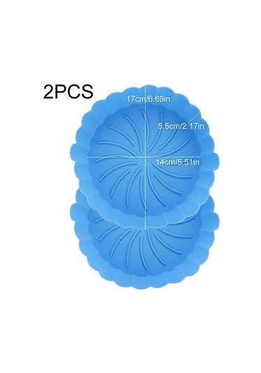 Air Fryer İçin Silikon Tencere Tekrar Kullanılabilir Pişirme Tepsisi Tava Airfryer Kaplamaları Sepet Kase Kap Şekil Koruyucu Kalıp Fırın Aksesuarları 2 Adet 14 Cm Mavi Çok Renkli