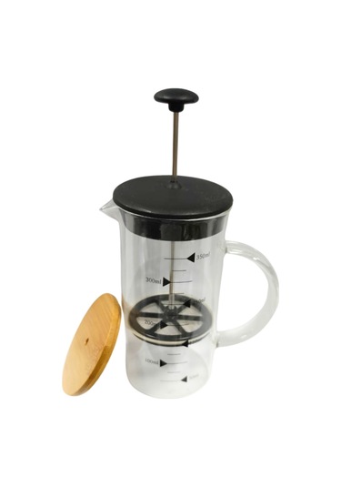 Ahşap Kapaklı French Press 350 Ml Bitki Çay Demleme Kupası Çift Kapaklı Ahşap Ve Plastik Kapak Kahve