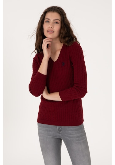 U.s. Polo Assn. Kadın Bordo Kazak /triko 50313625-vr014 Bordo