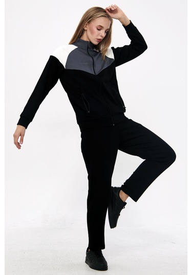 Trendhill Kadın Siyah Modal Scuba Eşofman Takım Edy5543s Siyah