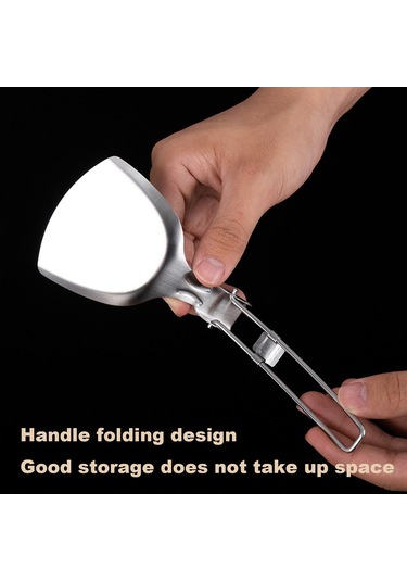 Cbtx Outdoor Paslanmaz Çelik Kamp Pişirme Gereçler Isıya Dayanıklı Yapışmaz Katlanabilir Kolu Açık Barbekü Taşınabilir Spatula Turner Kevgir Kaşık D