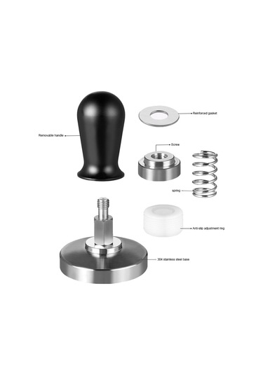Leezsing Barista İçin Kalibre Edilmiş Espresso Tamper Kahve Tozu Presi, Düz Tabanlı 51mm, 304 Paslanmaz Çelik, Paslanmaz, Siyah Ergonomik Sap