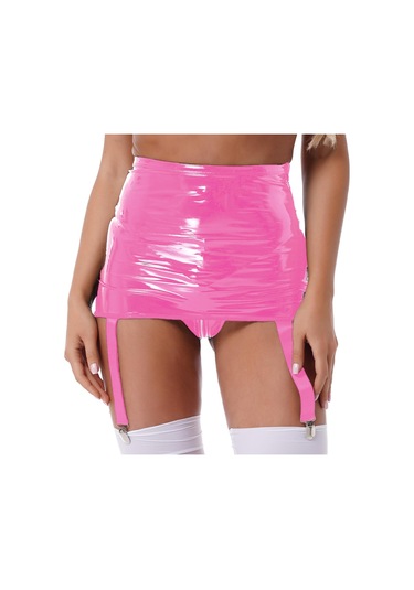 Pembe Artı Boyutu Kadın Yüksek Bel Mini Etek Lateks Jartiyer 6 Askılı Metal Klip Tutucu Askı Kemer Pembe Pembe Artı Boyutu Kadın Yüksek Bel Mini Etek Lateks Jartiyer 6 Askılı Metal Klip Tutucu Askı Kemer Pembe