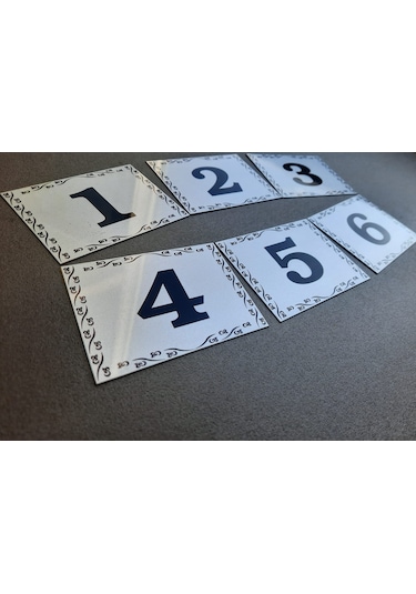 Kapı Numarası 6x8 Cm Metalik Gümüş Gri No:1 Den 6 Ya