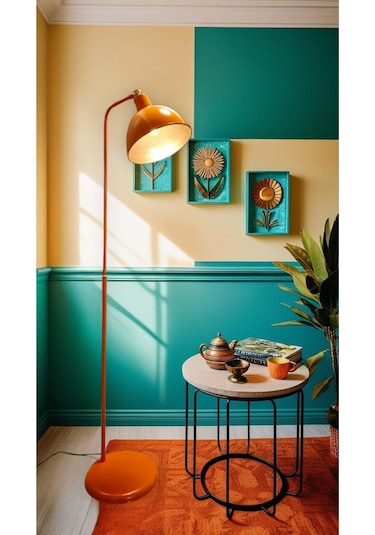 Dolce Lambader Turuncu Metal Gövde Tasarım Lüx Yerden Aydınlatma Yeşil