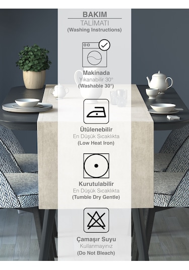 Kadife Efektli Ekru Renk Aura Serisi Runner 40 X 140 Ekru