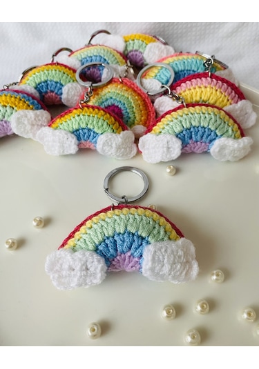 Fynbos Amigurumu Renkli Gökkuşağı Figürlü Anahtarlık