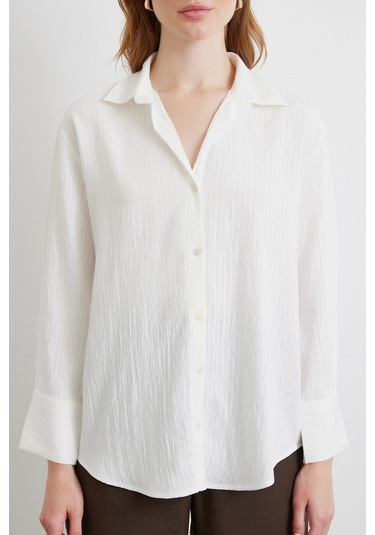 Paralel Çizgili Gömlek Beyaz Beyaz