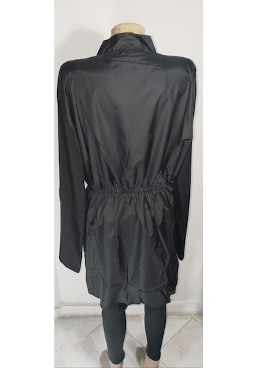 Paraşüt Kumaş Tam Fermuarlı Tek Parça Tesettür Mayo Gri - Pembe