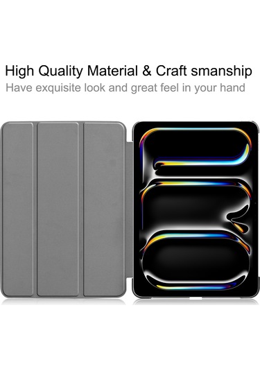 iPad Uyumlu Pro 11 2024 İçin Kılıf Pc+pu Üç Katlı Standlı Otomatik Uyandırma Uyku Tablet Kılıfı