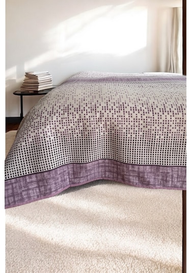 Alla Turca Çift Kişilik Modern Mozaik Desenli Pike Lila 200x240 Cm %100 Pamuk Lila