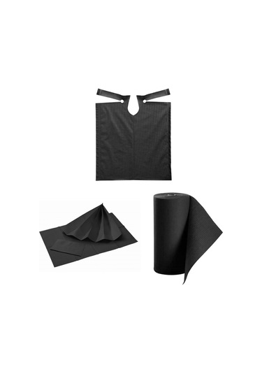 Dentreal Avrupa Rulo Hasta Önlüğü ve Tabla Örtüsü Takım Siyah