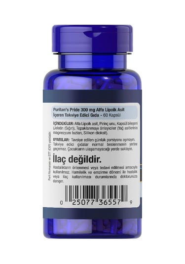 Puritans Pride Alpha Lipoic Acid 300 Mg 60 Kapsül