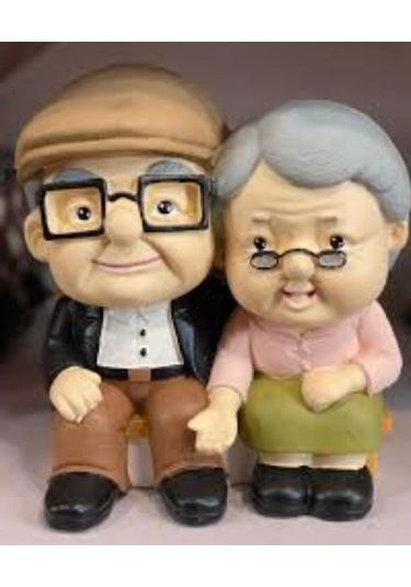 Bankta Oturan Dede Ve Nine 2 Li Biblo Büyük Boy 01