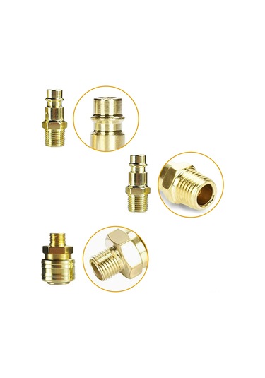 Yifomall 10 Parçalı Pirinç Hızlı Ayrılabilir Hava Bağlantı Seti - 1/4'' Bsp Dişli Ve 8mm Hortum Uyumlu Altın