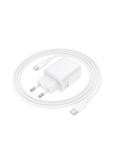 Borofone Bn28 Fuente Tek Portlu Pd30w Şarj Cihazı 1m Tip-c'den Tip-c Kabloya, Fiş Tipi: Ab Fiş Beyaz Beyaz