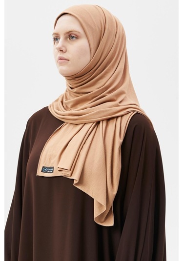 Tesettür Penye Şal Düz Camel