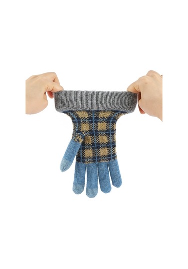 Kadın Kışlık Japon Tarzı Yün Eldiven: Dokunmatik, Kalın Sıcak-mavi Mavi
