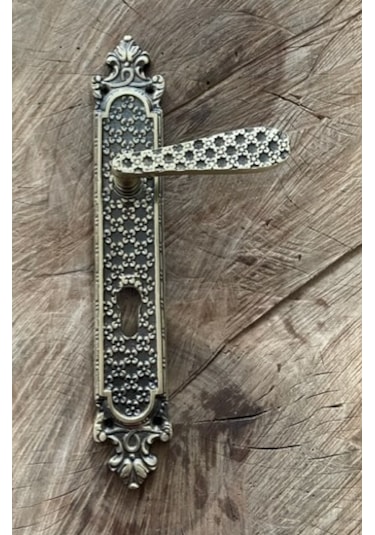 ANTİK SARI KAPI KOLU PİRİNÇ YALE AHŞAP KAPI KOLU PİRİNÇ EL YAPIMI