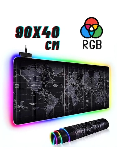 Cm Rgb 90x04 Dünya Harita Desenli Mouse Pad Led Işıklı Gaming