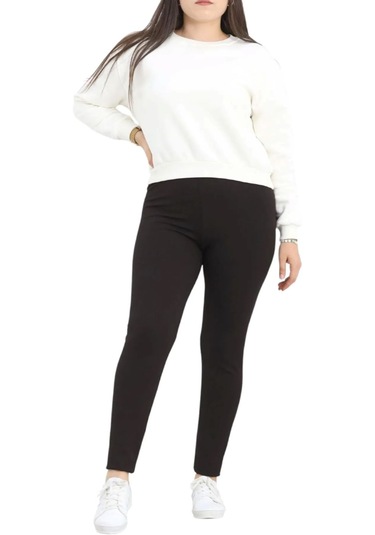 Dar Kalıp Yüksek Bel Fitilli Tayt Siyah