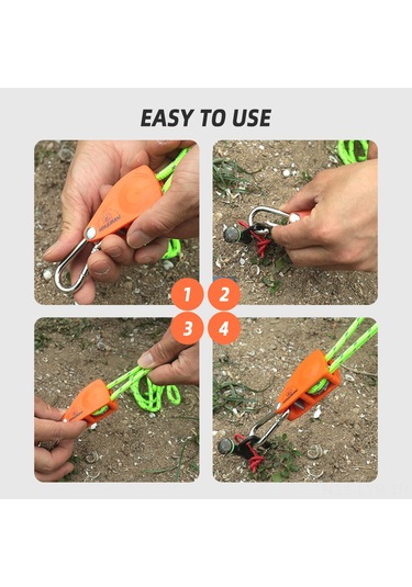 Ranyeek Hıkeman Kamp Çadırı İçin Montajsız Kayma Kontrolü Teli - Turuncu 4mm X 4m Poliester Malzeme Turuncu