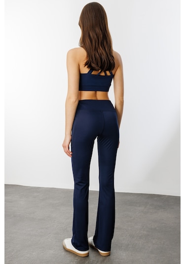 Kadın Yüksek Bel Toparlayıcı Çift Cepli Ispanyol Paça Tayt İspanyolpaça-tayt Lacivert