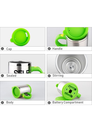 Vkemall 400ml Çift Katlı Paslanmaz Çelik Otomatik Kahve Karıştırıcı Bardak - Akıllı Elektrikli Karıştırıcı, Sıcak/soğuk İçecekler İçin Ev/ofis Hediyelik Bardak Siyah