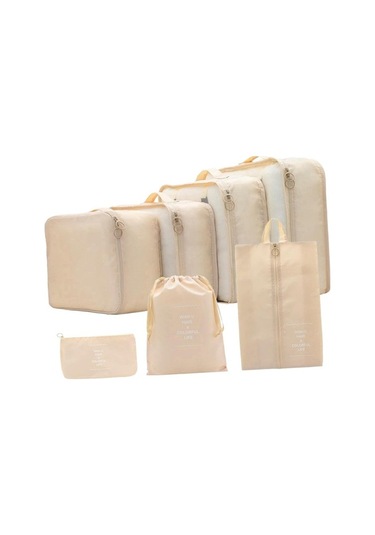 Electric Taşınabilir Seyahat Kozmetik Organizatör Seti 7 Parça Haki Haki