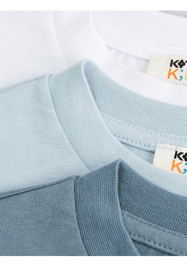 Koton Uzun Kollu Bisiklet Yaka Pamuklu 5'li Tişört Seti Gri 6wmb10179tk Gri