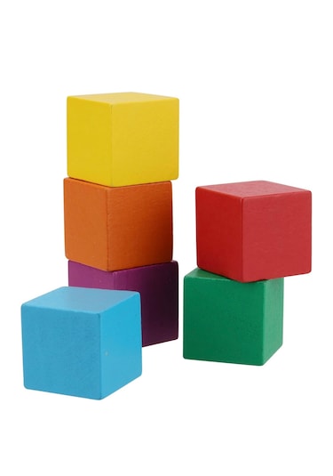 Renkli 2cm 60 Adet Ahşap Blok Küp