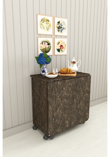 Asra Trend %100 Mdflam 105cm Mutfak Adası Yemek Masası Kahve Köşesi Ma-01 Siyah Taş siyah