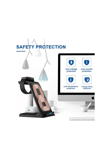 Honmex Beyaz 3'ü 1 Kablosuz Şarj Aleti: İphone, iOS Watch Uyumlu Ve Airpods İçin Çift Bobinli Hızlı Şarj - Qi Sertifikalı, Güvenli Ve Düzenli