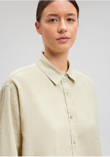 Mavi - Yeşil Keten Gömlek 1210747-71729 Yeşil