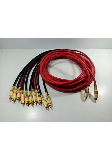 Amfi Rca Kablosu El Yapımı 2 Giriş 10 Çıkış %100 Bakır Parazit Yapmaz Anfi Rca Kablosu 5 Metre